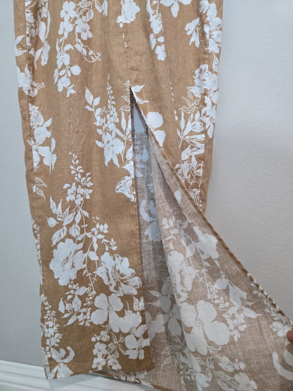 Reformation Frankie Linen Midi Dress size 6 Dune Floral Beige - Picture 6 of 17